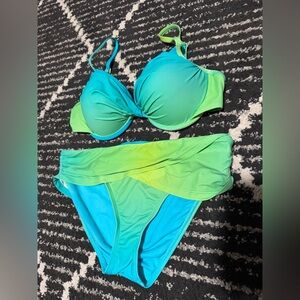 Bleu Rod Beattie Turquoise and Lime Swimwear